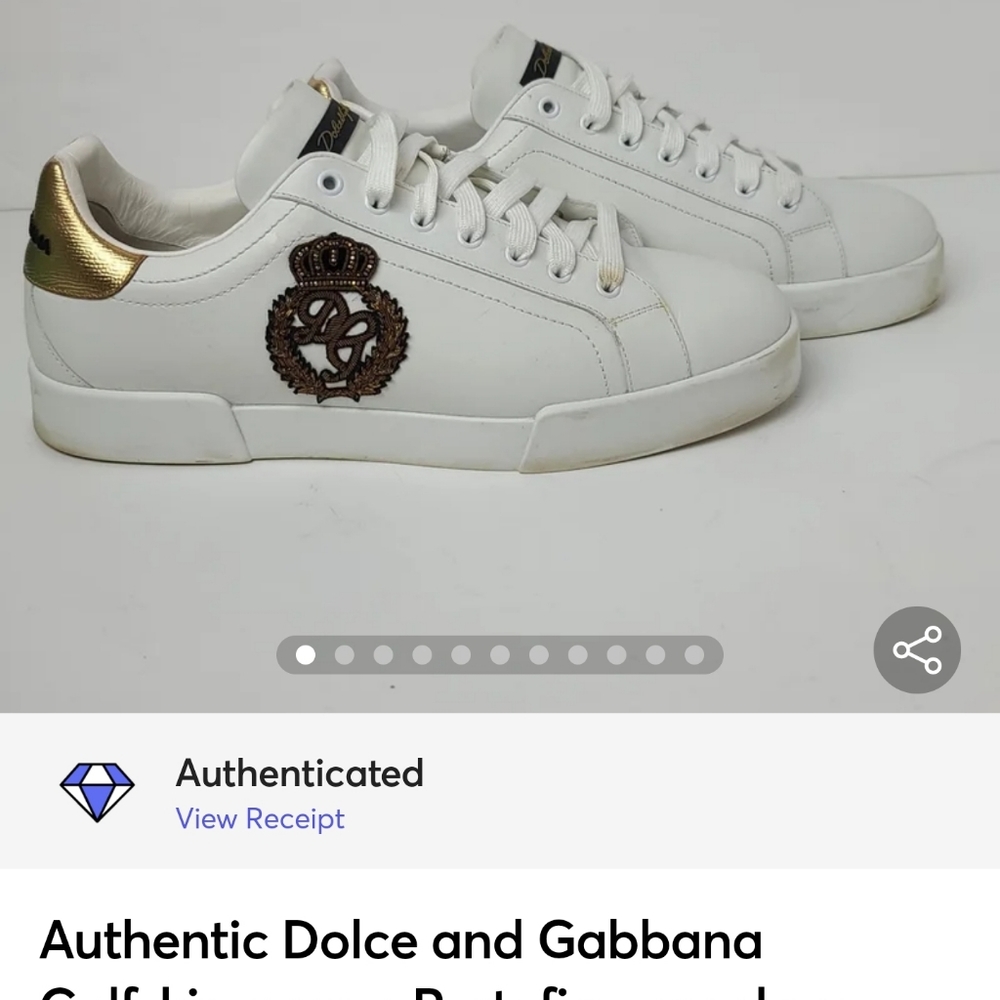 Authentic Dolce and Gabbana Calfskin nappa Portofino sneakers with crown patch